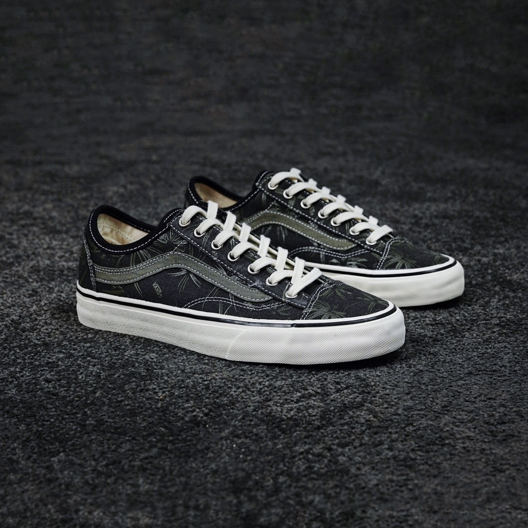 G0 Vans Style 36 Decon SF 棕榈叶黑色棕榈叶印花 木塞鞋垫 休闲帆布鞋