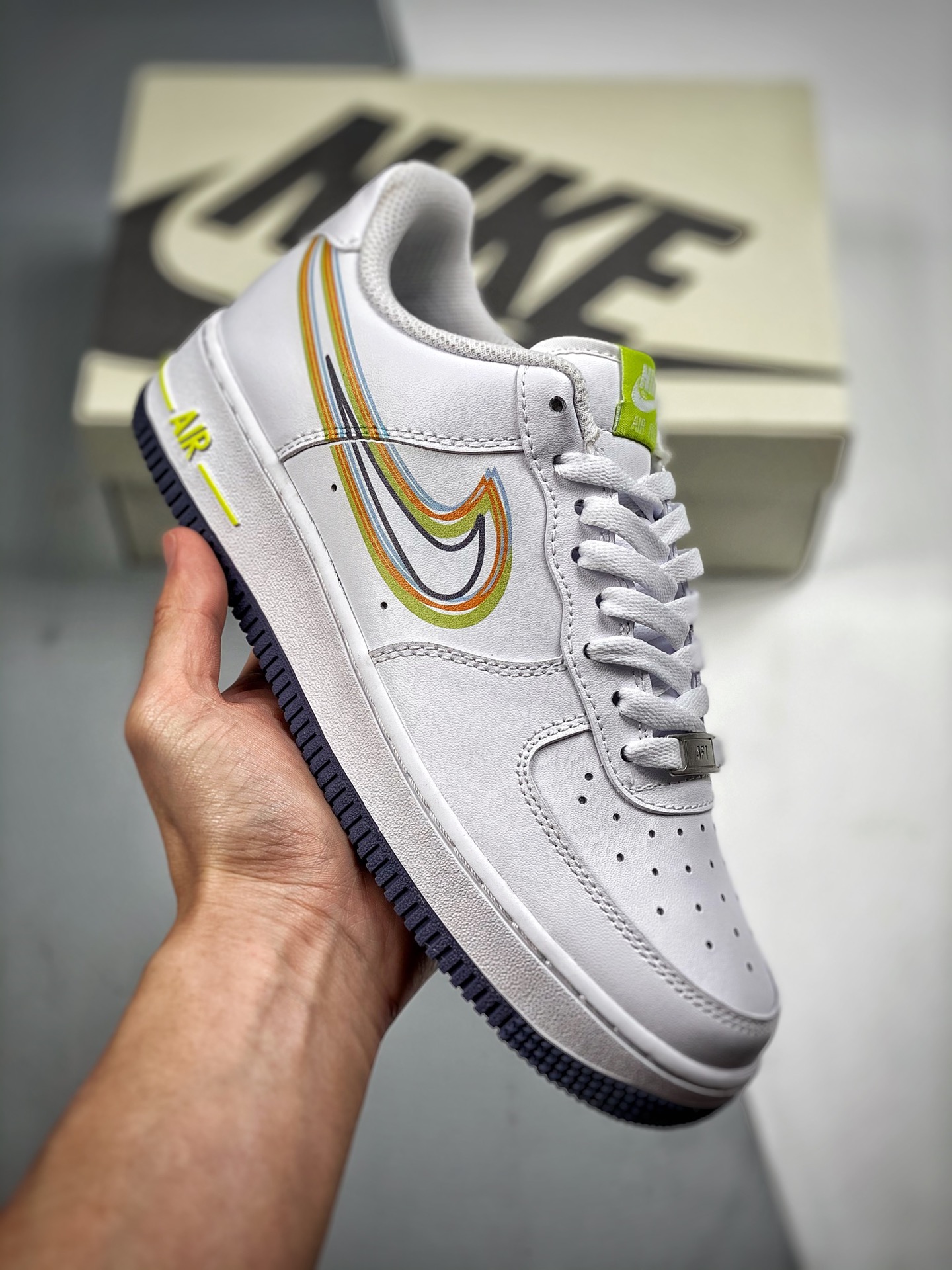 -3 Nike Air Force 1 '07 Low "gancho 5D colorido" Air Force 1 zapatillas deportivas de caña baja, costura de borde dobla…