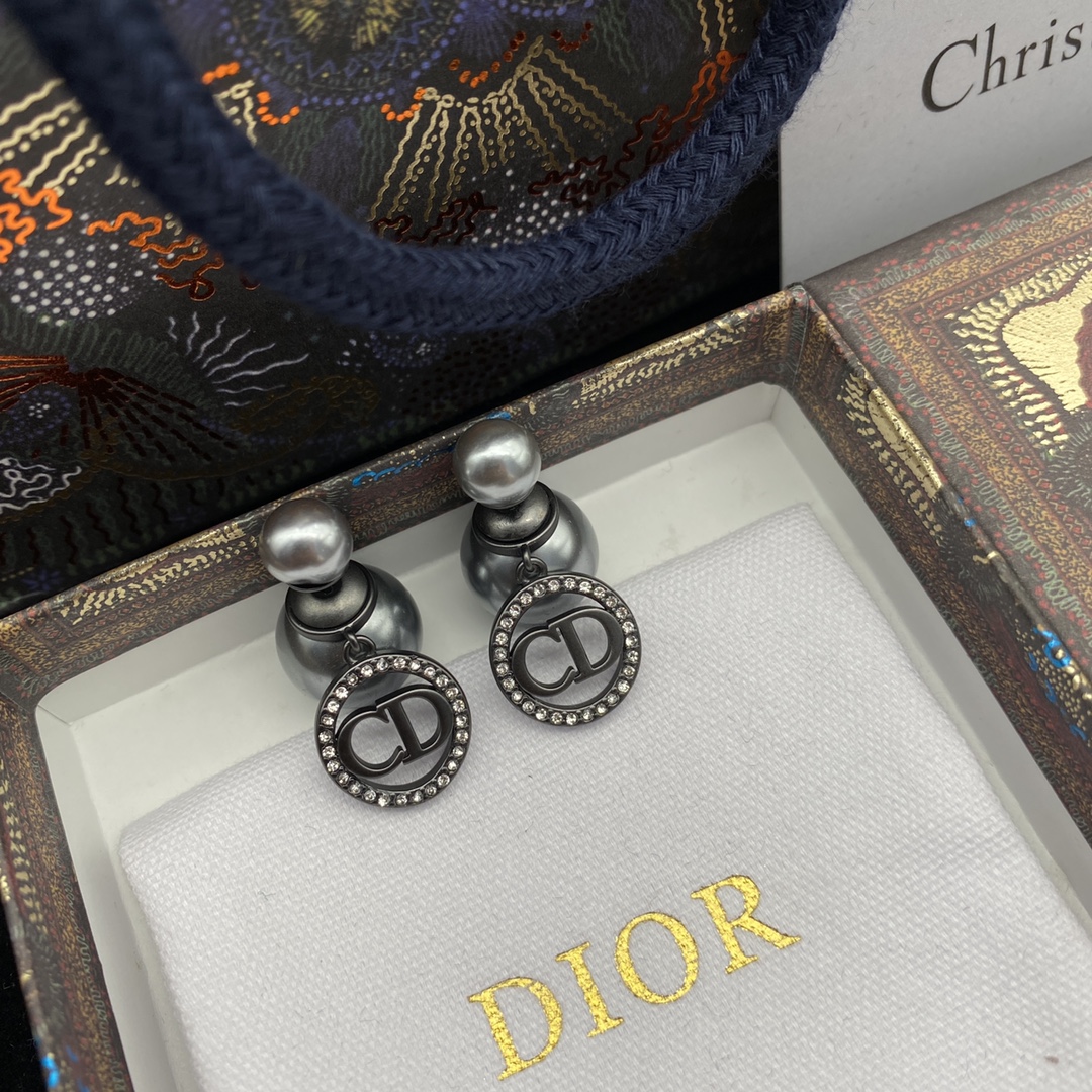 Dior Joyas Pendiente Incrustados con diamantes Vintage