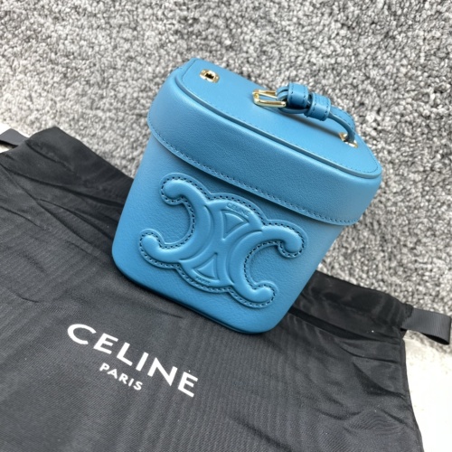 Celine Triomphe Box Bag Small Blue Smooth Calfskin Leather Handbag 1 Celine Triomphe Box Bag Small Blue Smooth Calfskin Leather Handbag