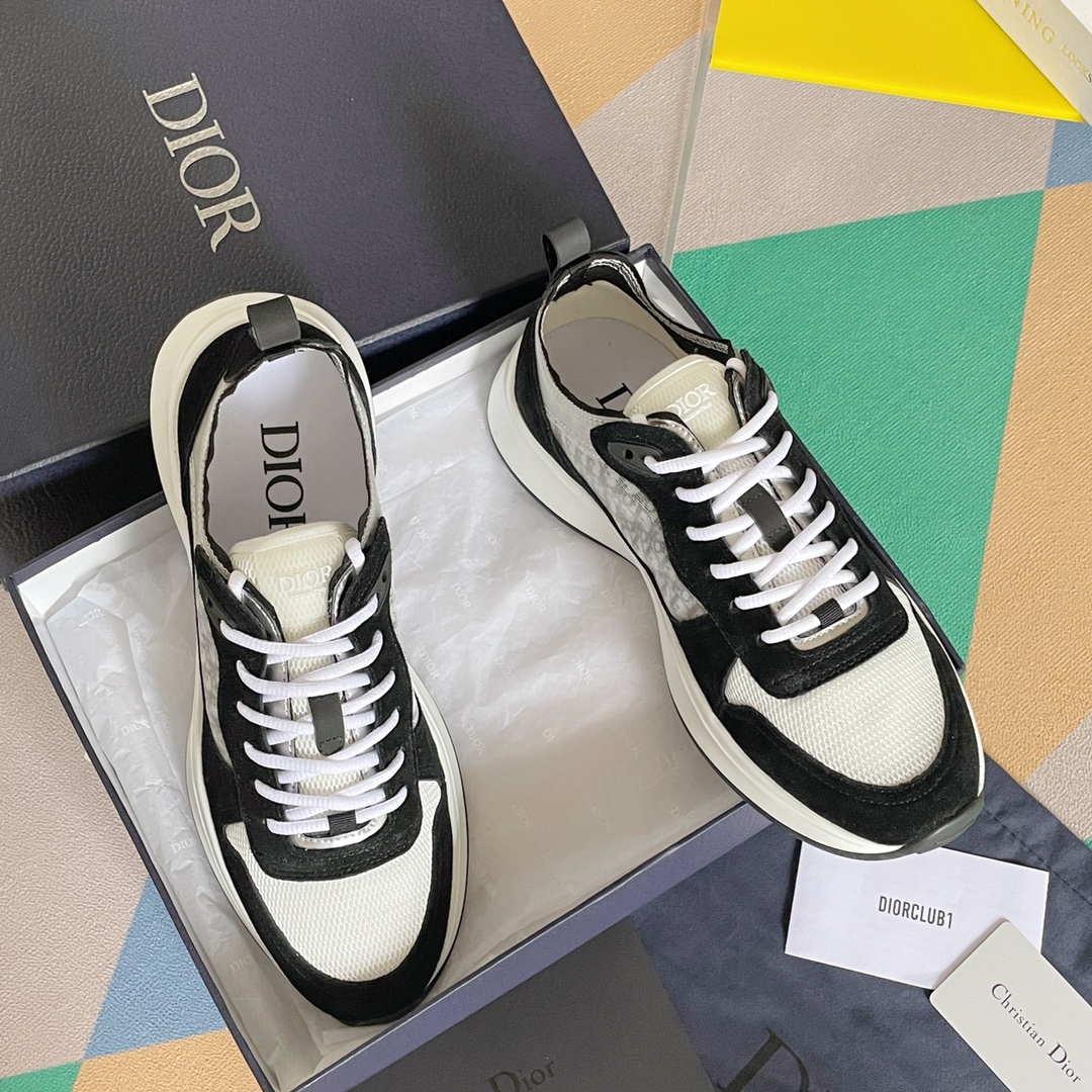 Dior Shoes Sneakers Replica 1:1 High Quality
 Black White Printing Men Fabric TPU Oblique Sweatpants