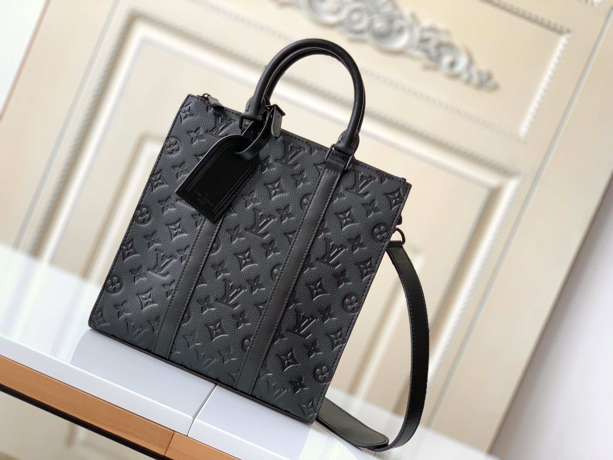 Louis Vuitton Sac Plat Cross M46098 Sac à Main en Cuir Taurillon Noir