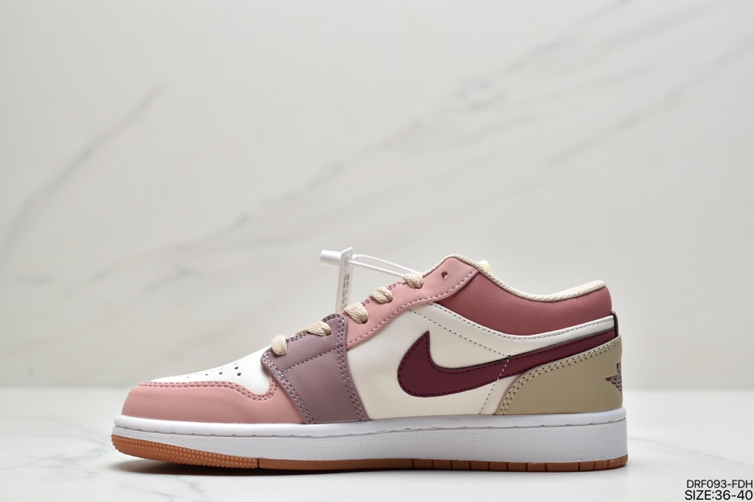 115 乔丹Air Jordan 1 Mid ” Neutral ” 胭脂紫红 拼接红豆奶茶 AJ1低帮篮球鞋 DO7440-821