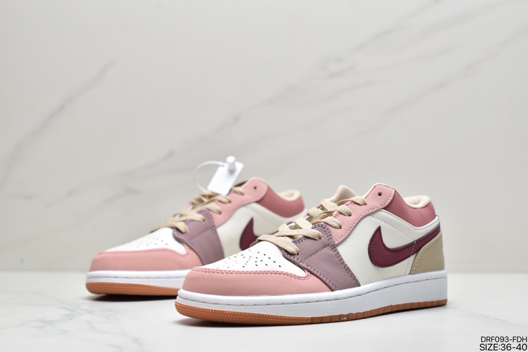 115 乔丹Air Jordan 1 Mid ” Neutral ” 胭脂紫红 拼接红豆奶茶 AJ1低帮篮球鞋 DO7440-821