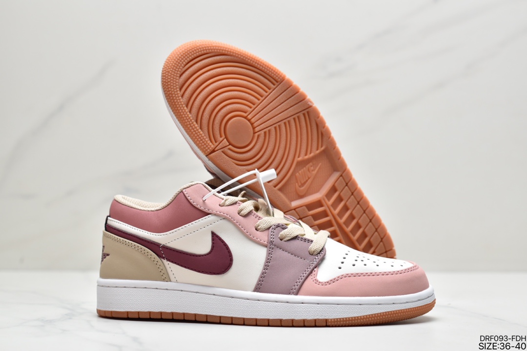 115 乔丹Air Jordan 1 Mid ” Neutral ” 胭脂紫红 拼接红豆奶茶 AJ1低帮篮球鞋 DO7440-821