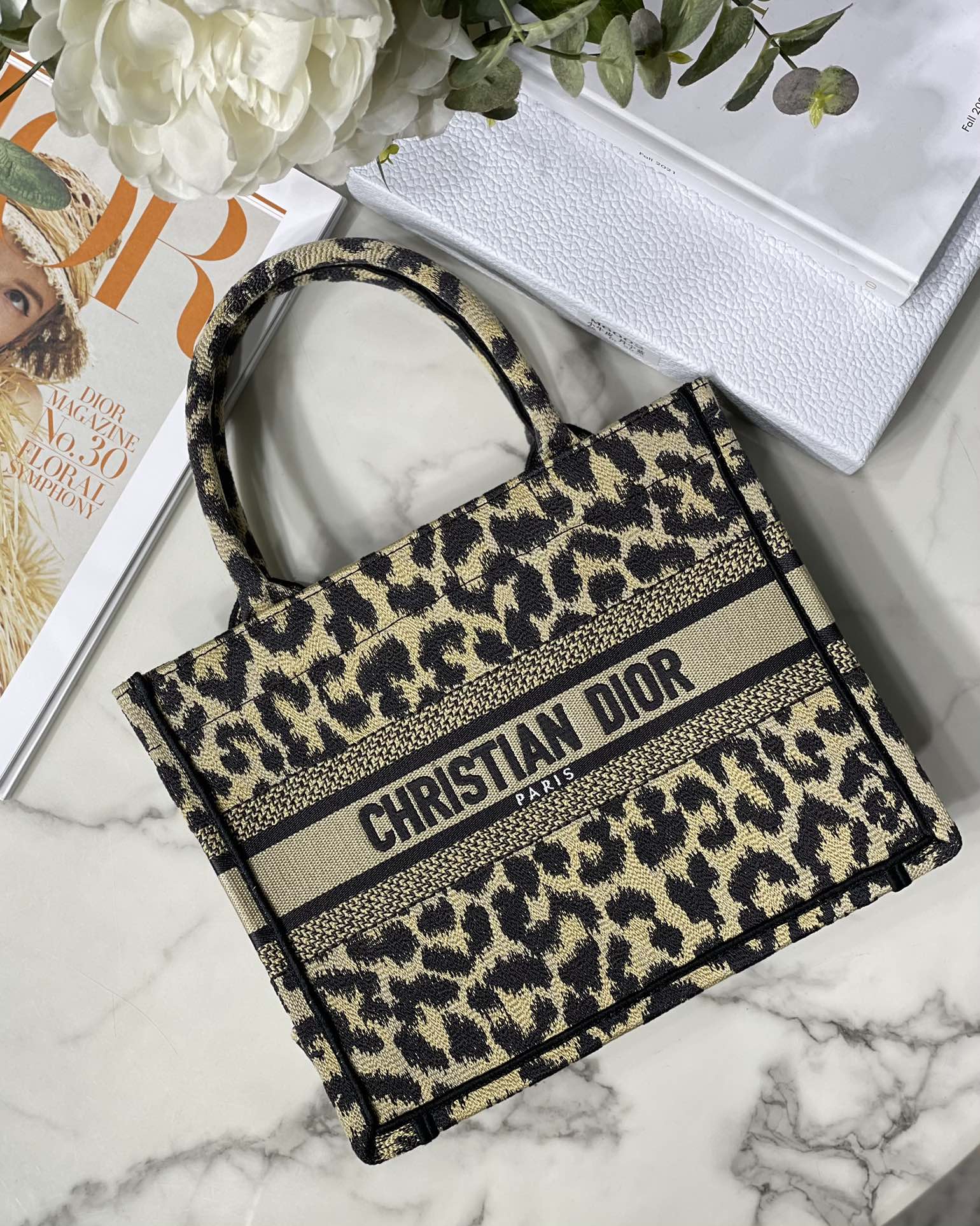 Wholesale Replica
 Dior Book Tote Tote Bags Leopard Print Embroidery Vintage