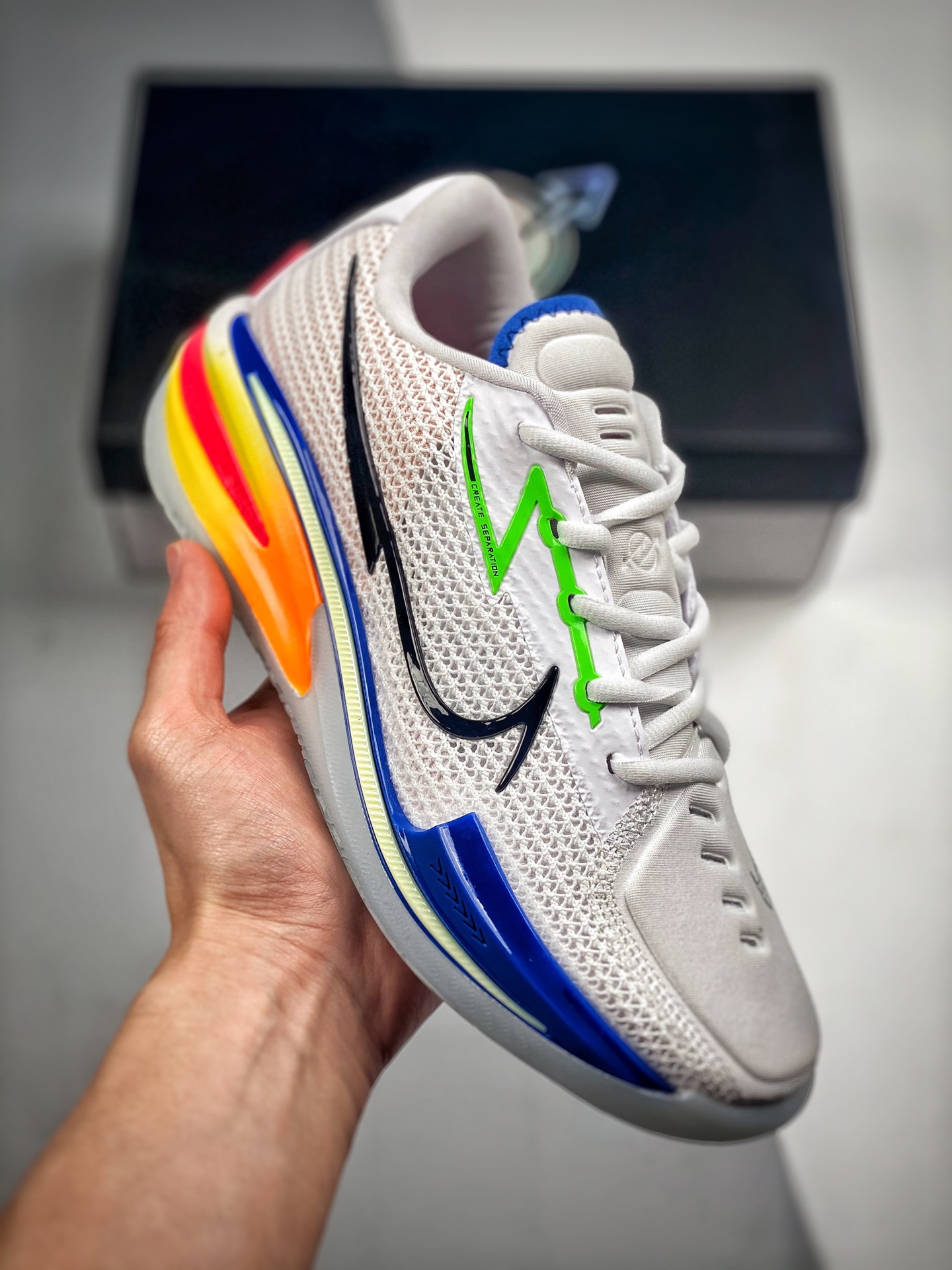-5 Versión de estreno inicial, soporta combate ligero NIKE AIR ZOOM G.T.CUT EP blanco negro azul, exclusivo original pu…