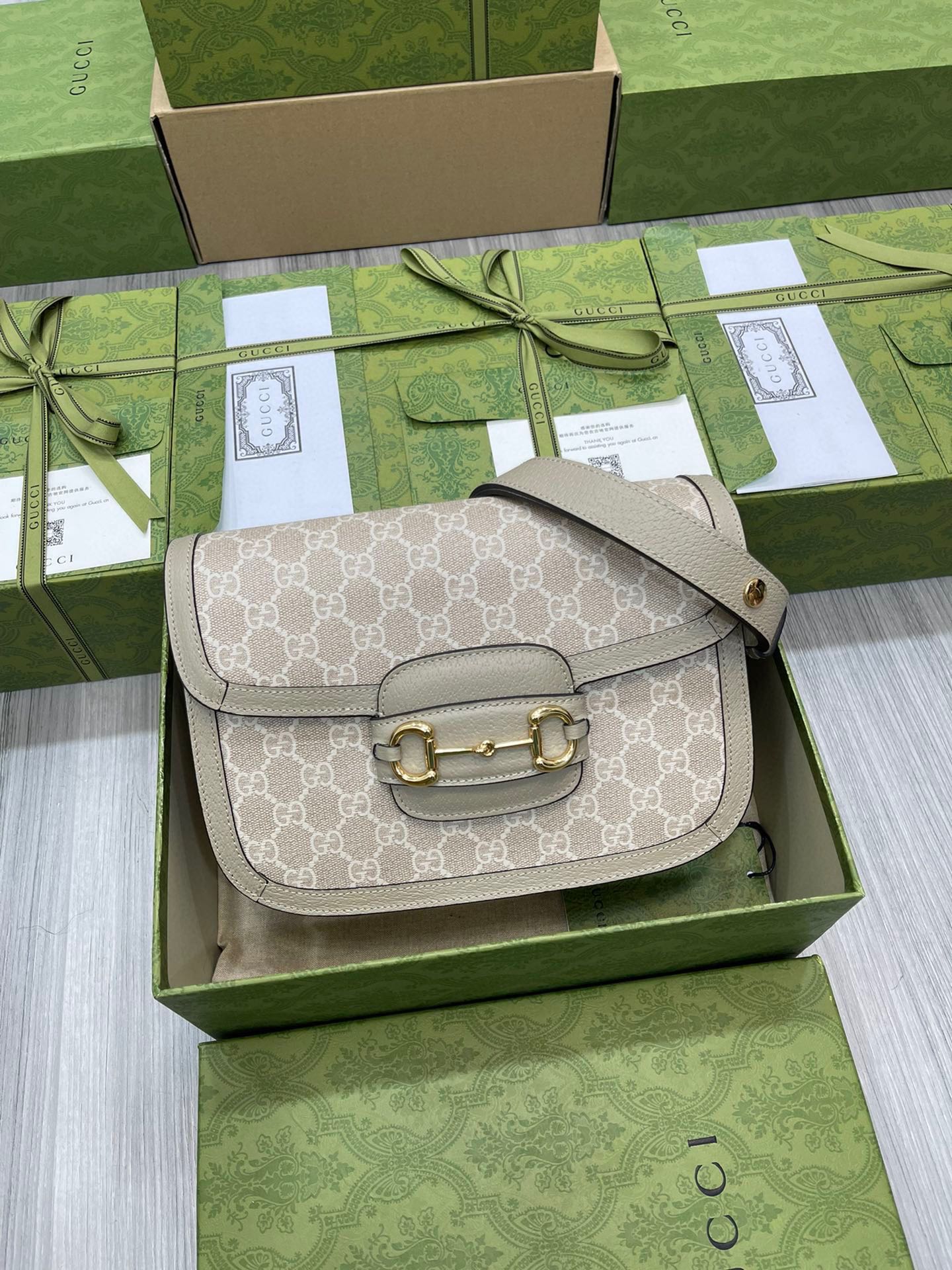 Gucci 马衔扣1955 帆布 单肩包