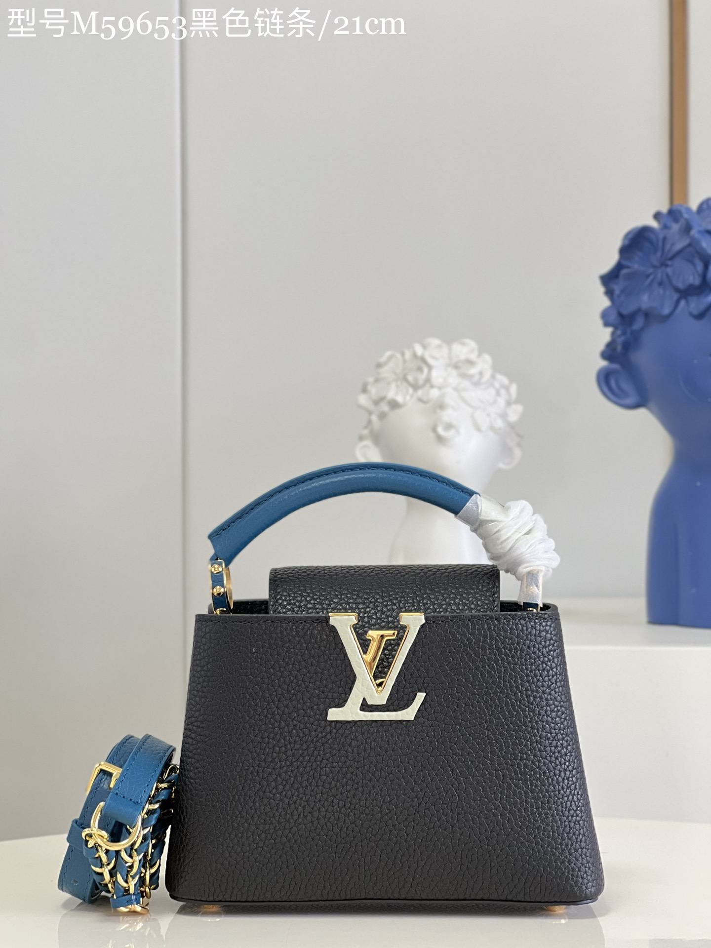 Louis Vuitton LV Capucines Bags Handbags Black Calfskin Cowhide Chains M59653