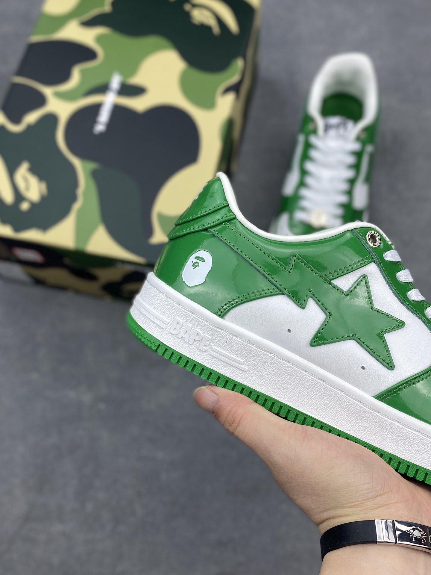 BAPE Sk8 Sta Green & White Low-Top Sneakers - Classic Street Style 6 i1651912497 8486 4