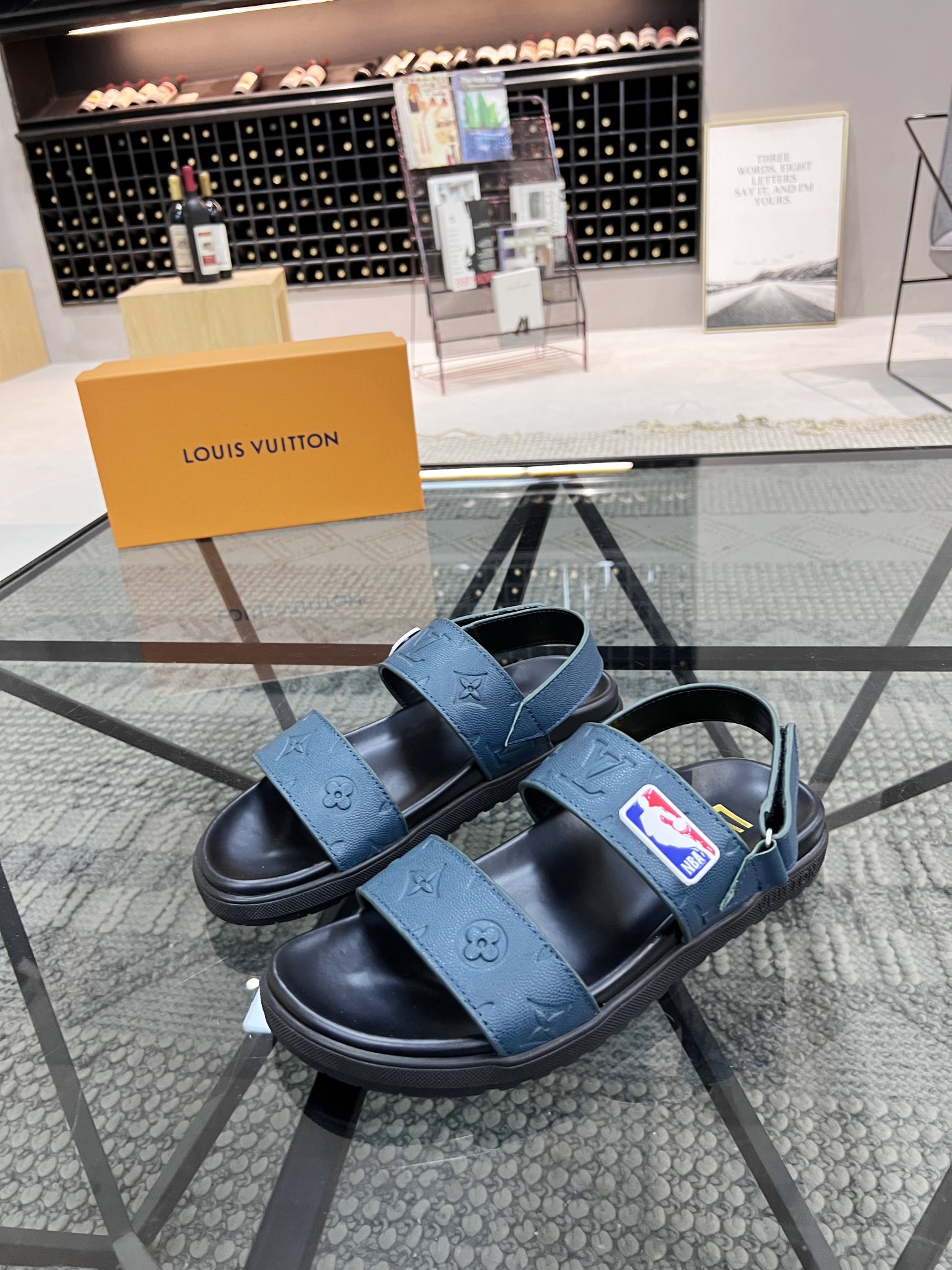 Louis Vuitton Shoes Sandals Men Cowhide Fabric Rubber