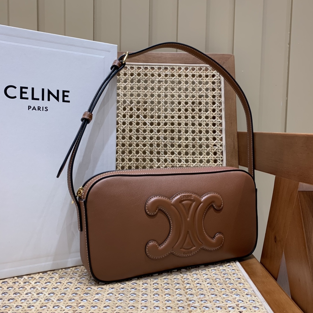 CELINE CAMERA SHOULDER 26CM BAG 199183焦糖色