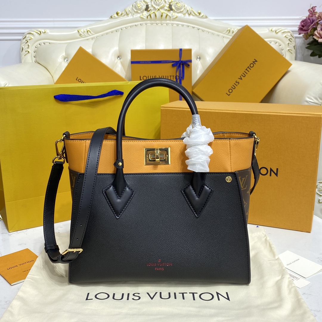 Louis Vuitton Bags Handbags Splicing Monogram Canvas Calfskin Cowhide M53823