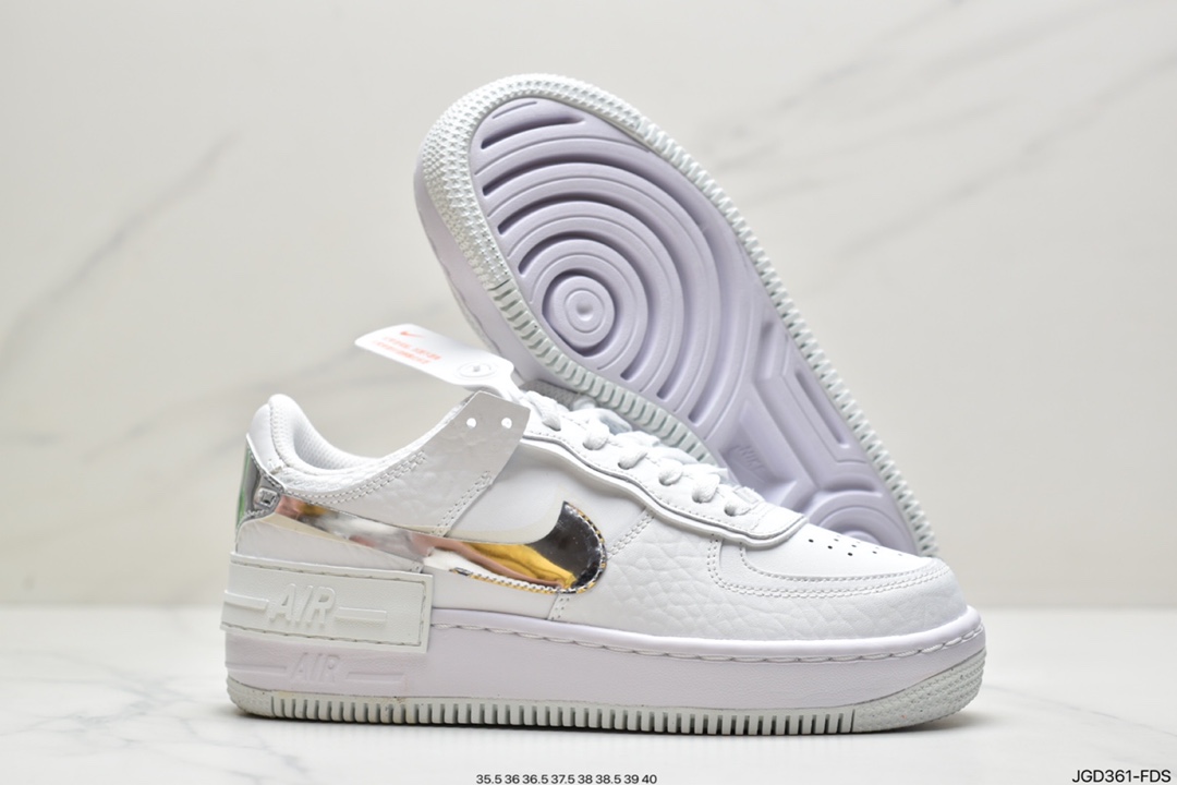 180 耐克Nike WMNS Air Force 1 Shadow 马卡龙空军一号轻量增高低帮百搭板鞋CI0919-102