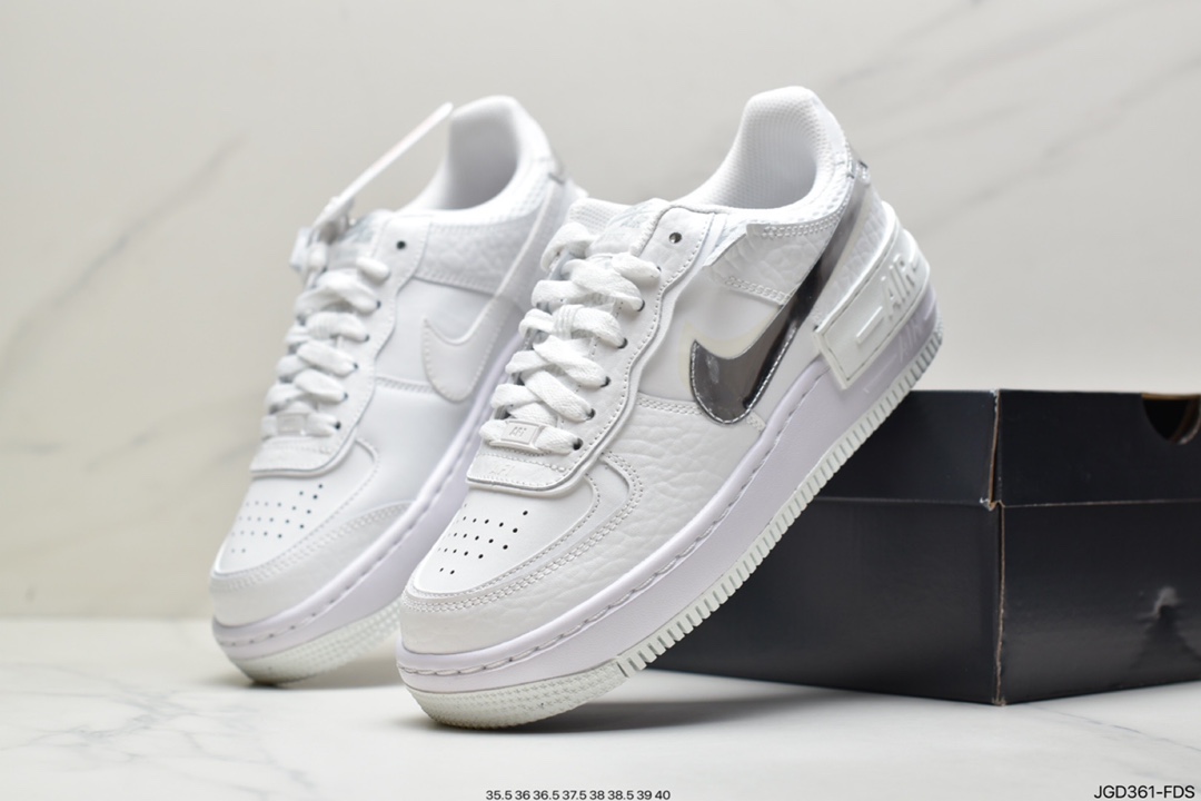 180 耐克Nike WMNS Air Force 1 Shadow 马卡龙空军一号轻量增高低帮百搭板鞋CI0919-102