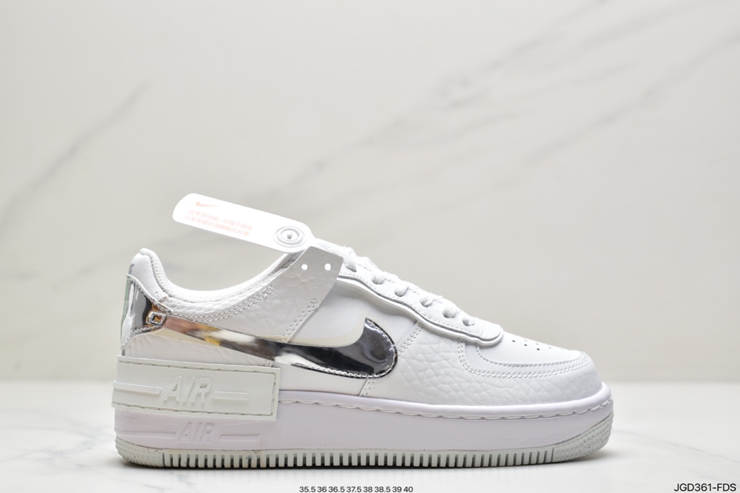 180 耐克Nike WMNS Air Force 1 Shadow 马卡龙空军一号轻量增高低帮百搭板鞋CI0919-102