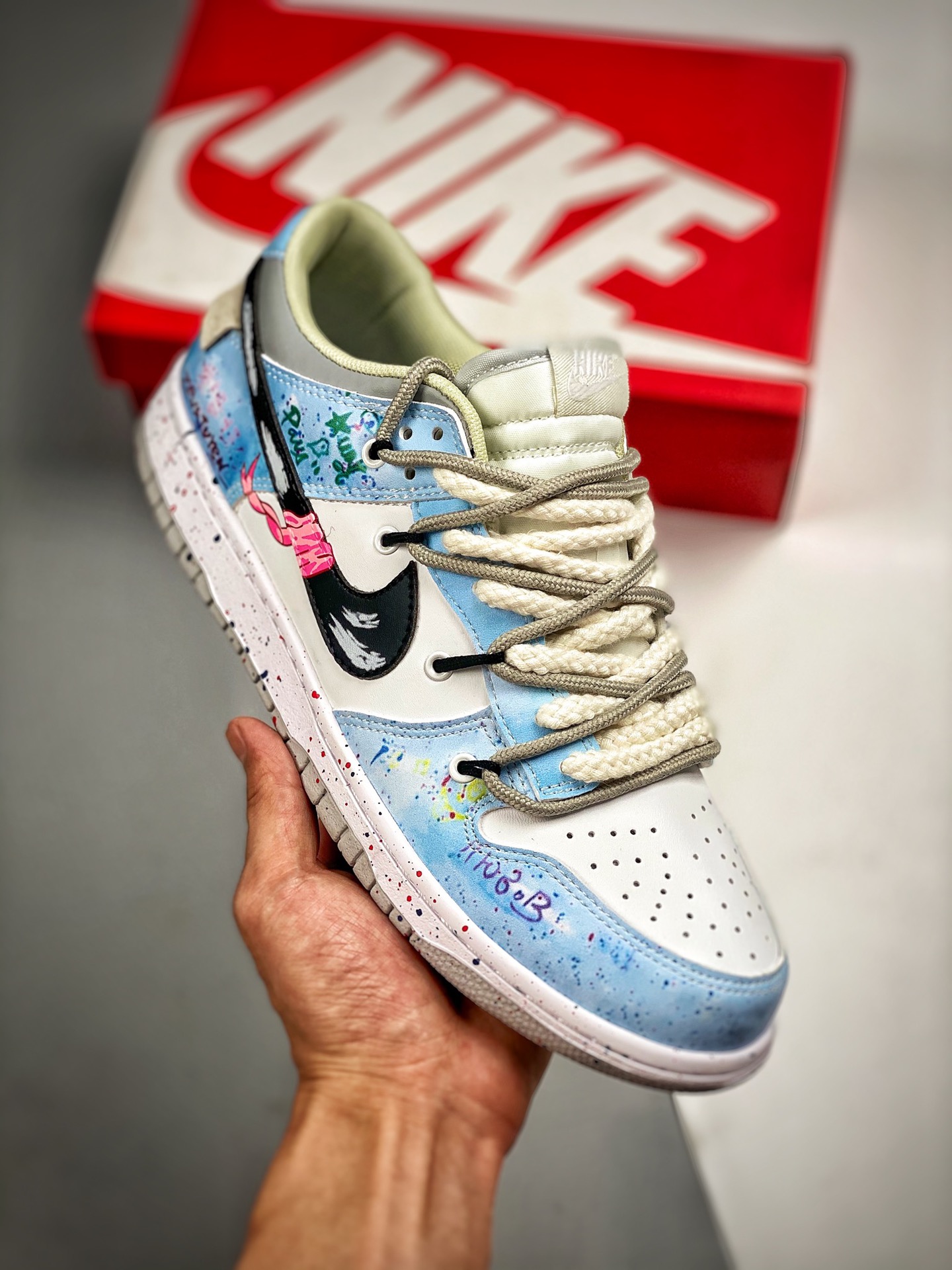 -2 Nk Dunk SB Low deconstrucción correa graffiti material de capa superior original, versión exclusiva procesada por de…