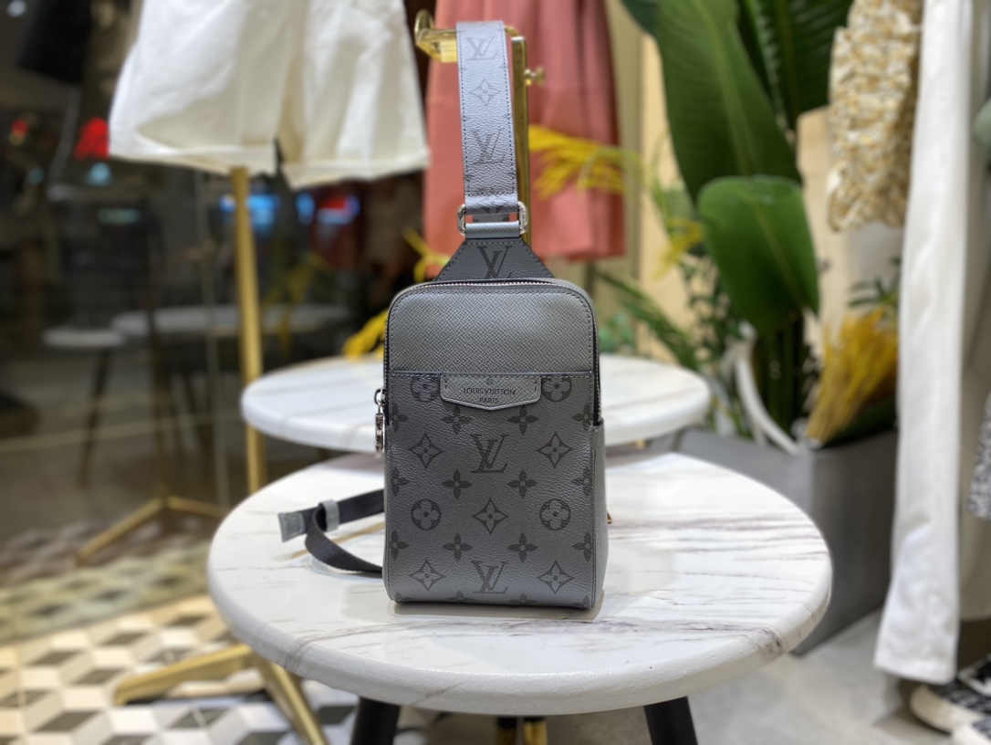 Louis Vuitton LV Outdoor Cheap
 Crossbody & Shoulder Bags Silver Monogram Canvas Taigarama M30833