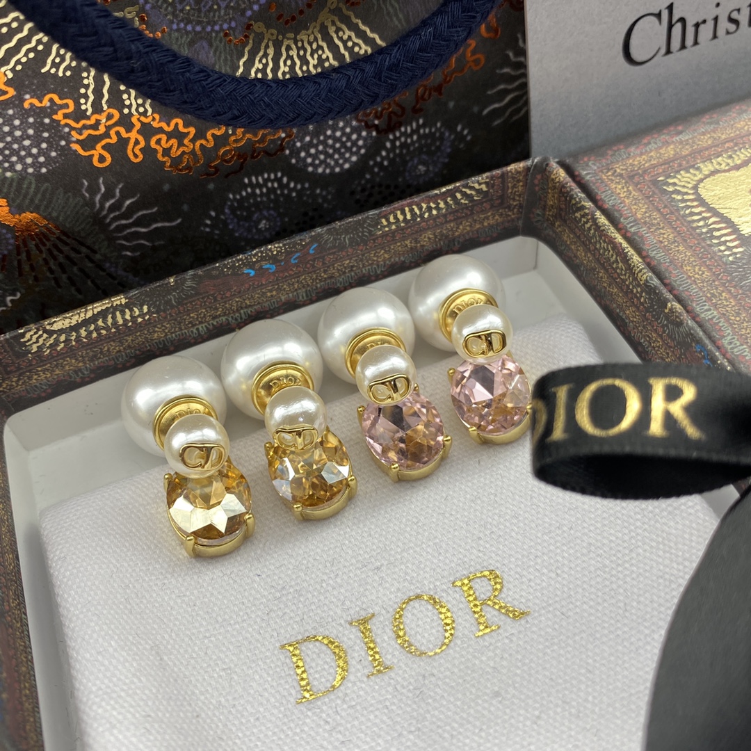 Dior Joyas Pendiente Incrustados con diamantes Vintage