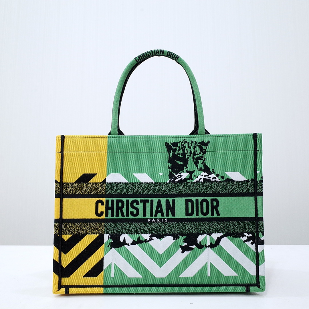 Dior Book Tote Tote Bags New 2023
 Green Embroidery