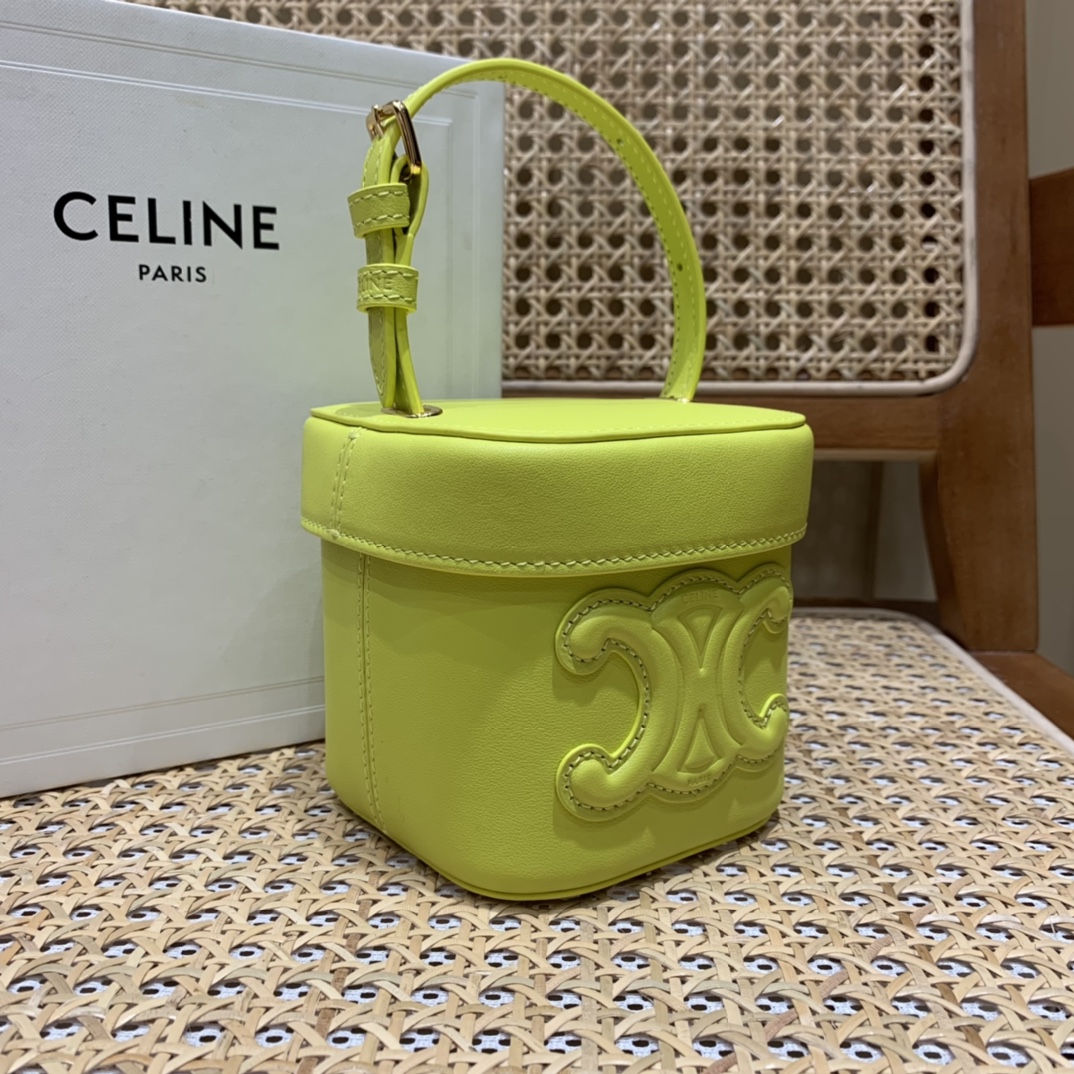 CELINE SMALL BOX CUIR TRIOMPHE 11CM BAG 199263茴香酒黄
