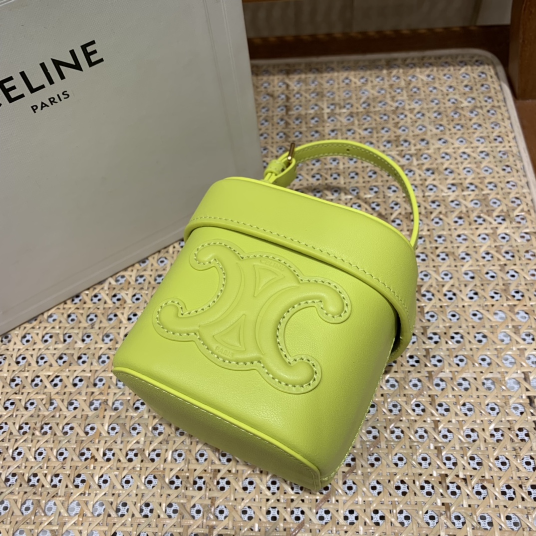CELINE SMALL BOX CUIR TRIOMPHE 11CM BAG 199263茴香酒黄