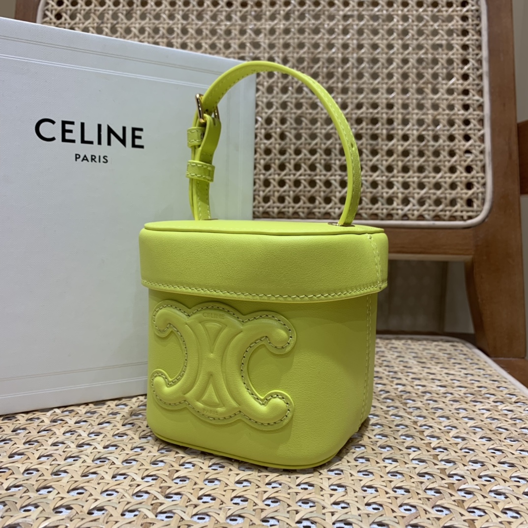 CELINE SMALL BOX CUIR TRIOMPHE 11CM BAG 199263茴香酒黄