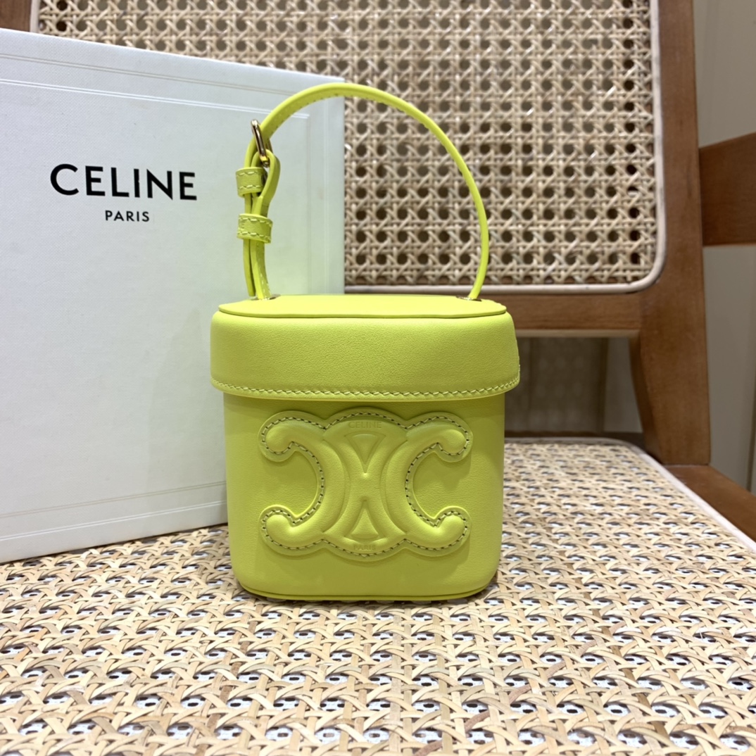 CELINE SMALL BOX CUIR TRIOMPHE 11CM BAG 199263茴香酒黄