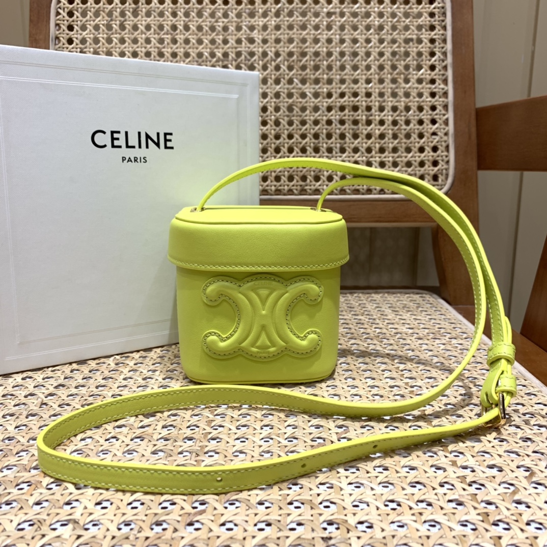 CELINE SMALL BOX CUIR TRIOMPHE 11CM BAG 199263茴香酒黄