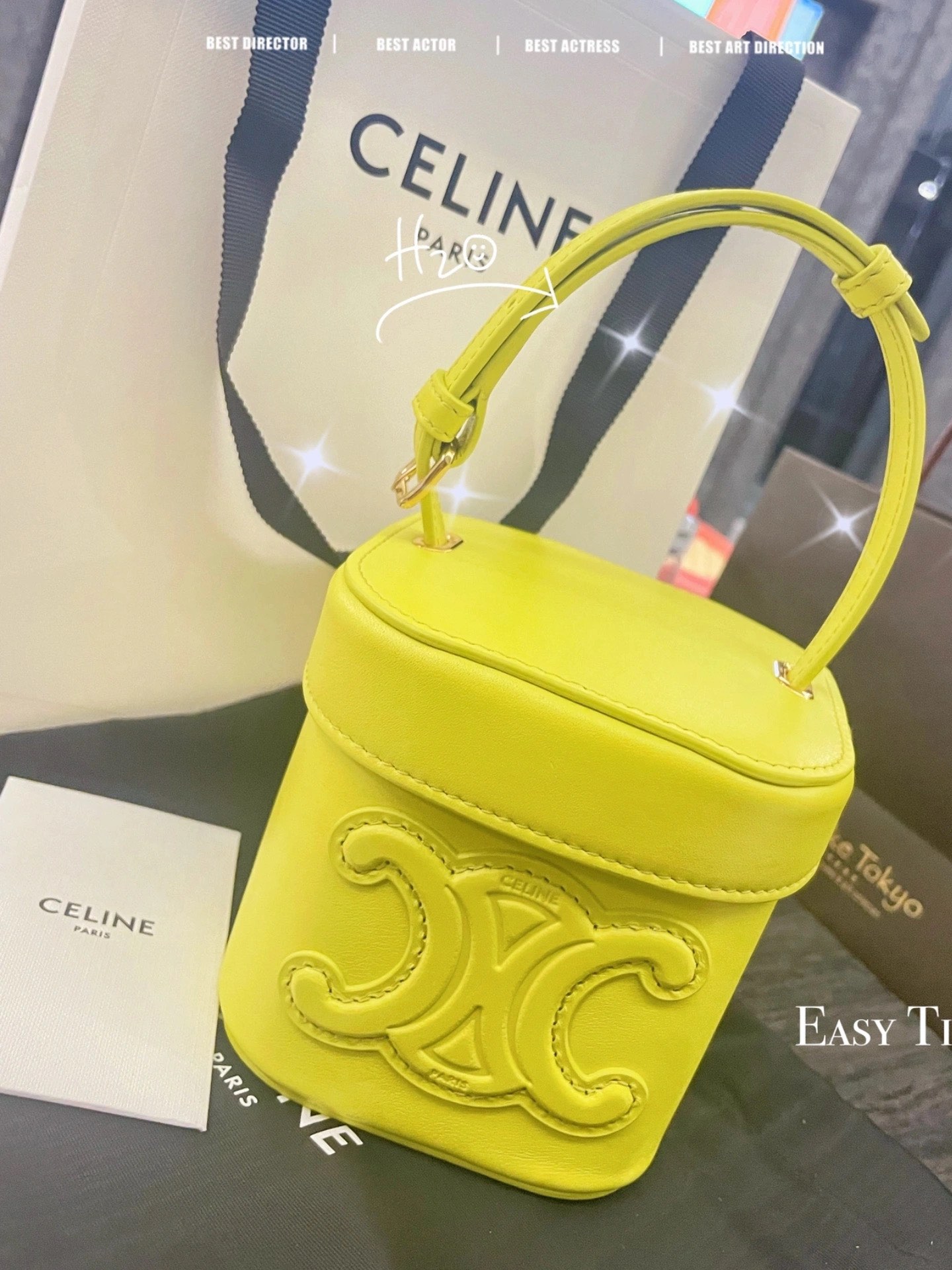 CELINE SMALL BOX CUIR TRIOMPHE 11CM BAG 199263茴香酒黄