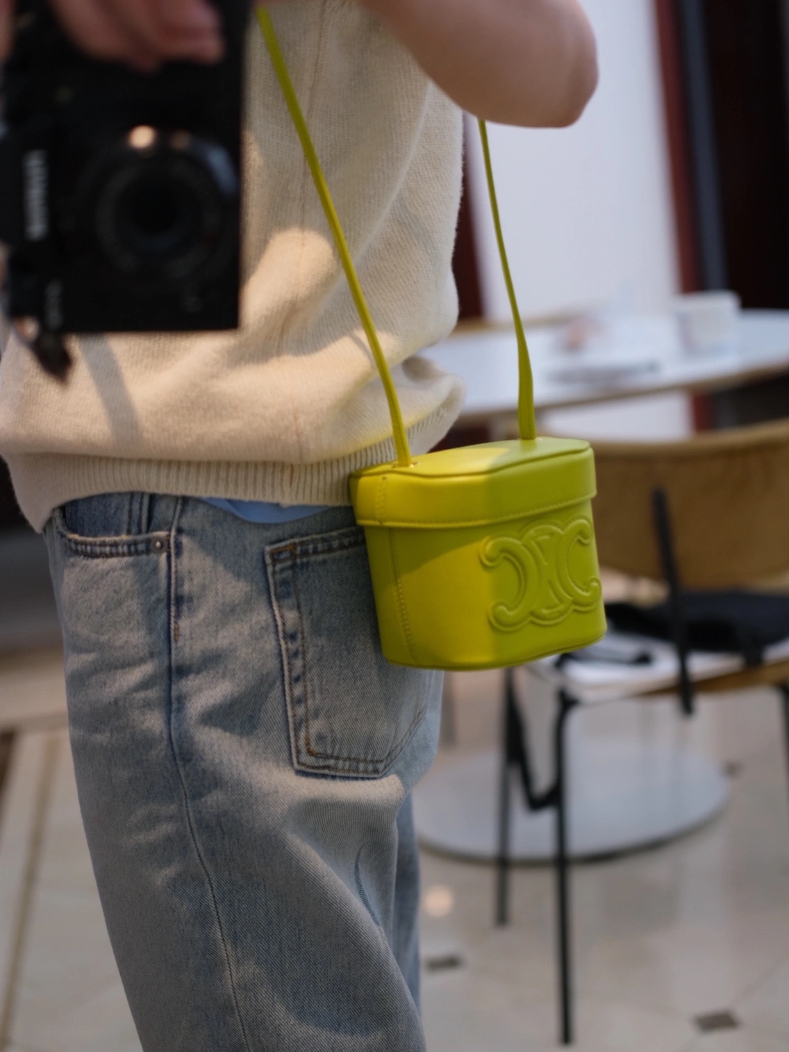 CELINE SMALL BOX CUIR TRIOMPHE 11CM BAG 199263茴香酒黄