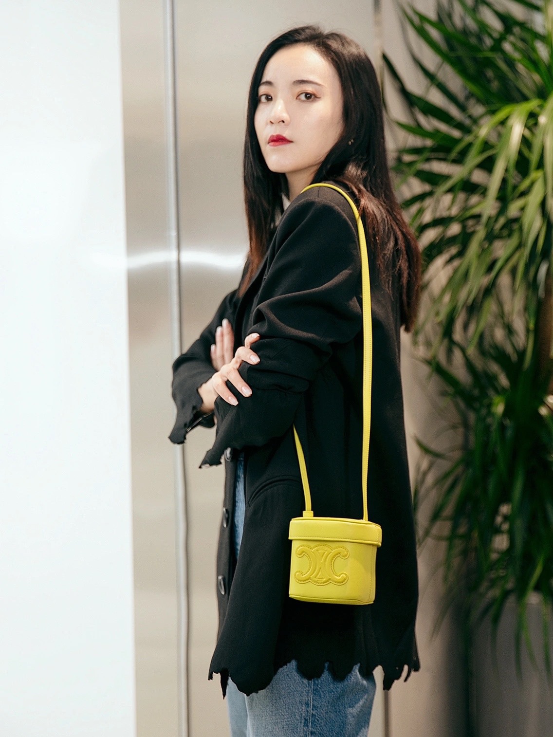 CELINE SMALL BOX CUIR TRIOMPHE 11CM BAG 199263茴香酒黄