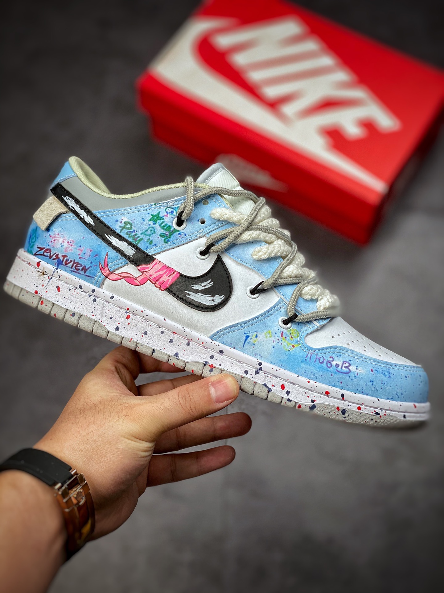 190 Nike Dunk SB Low 解构绑带涂鸦原装头层材料 DD1391-103