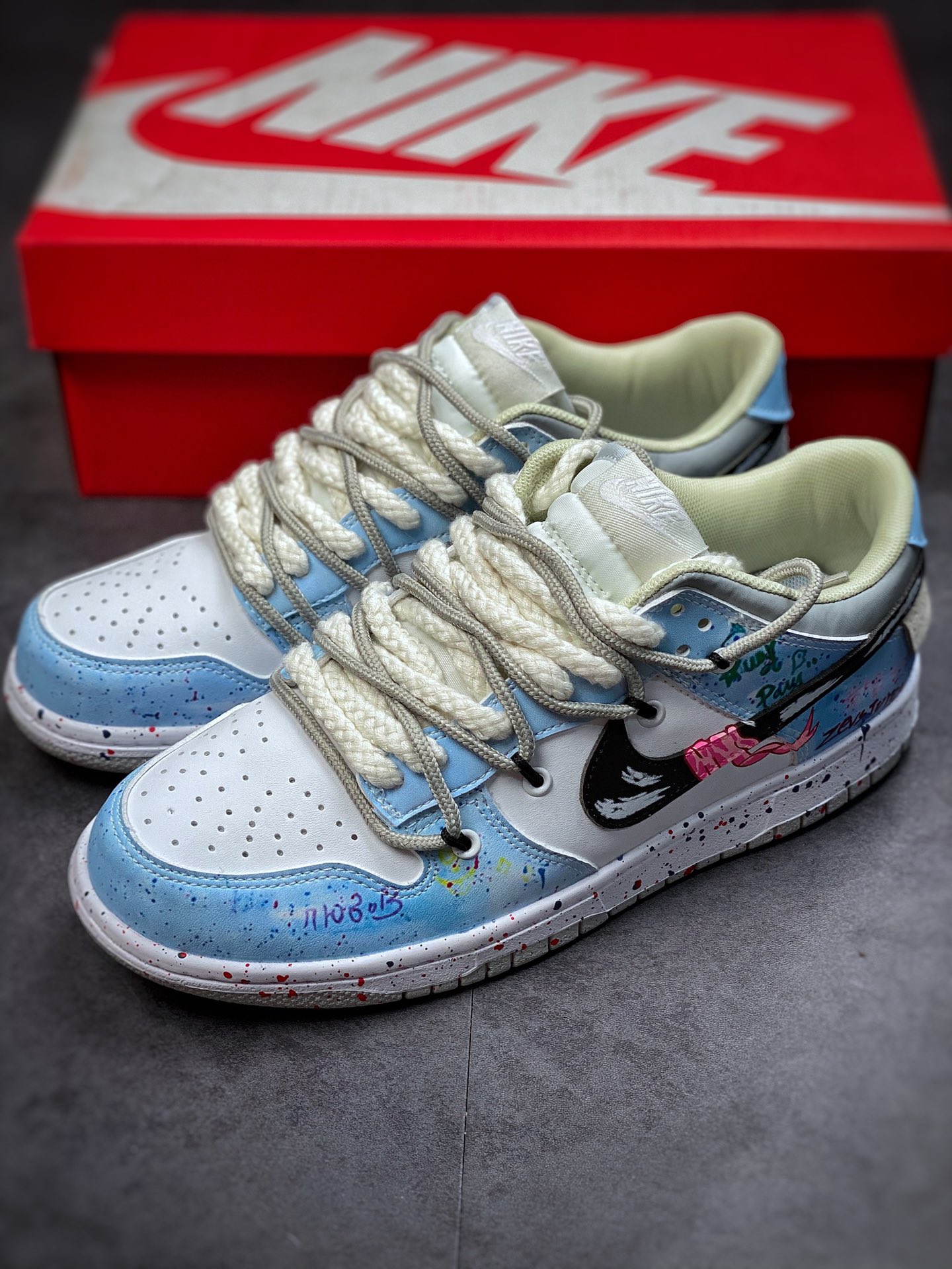 190 Nike Dunk SB Low 解构绑带涂鸦原装头层材料 DD1391-103