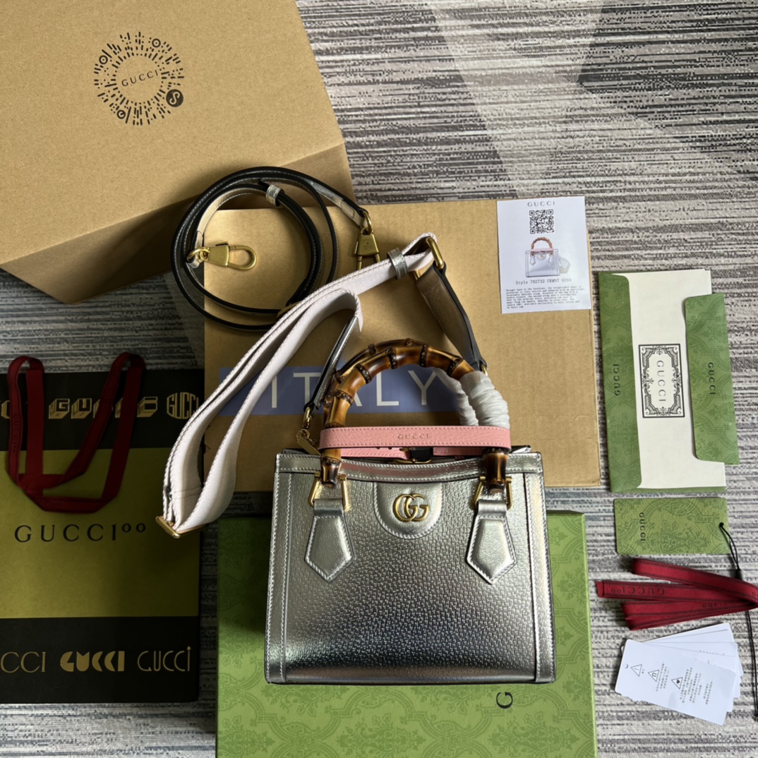 GUCCI Bamboo Handbag Double Strap Small