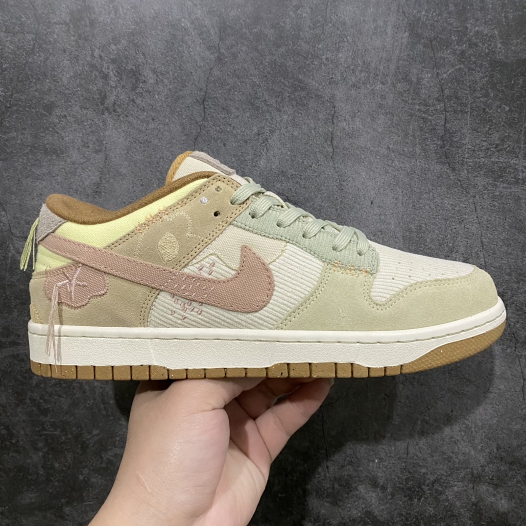 Dunk Low米白绿粉 灯芯绒 运动休闲板鞋 纯原版本全码出货 原厂材料打造 区别市场所有版本 货号:DQ5076-121 尺码:36-47.5-选品中心