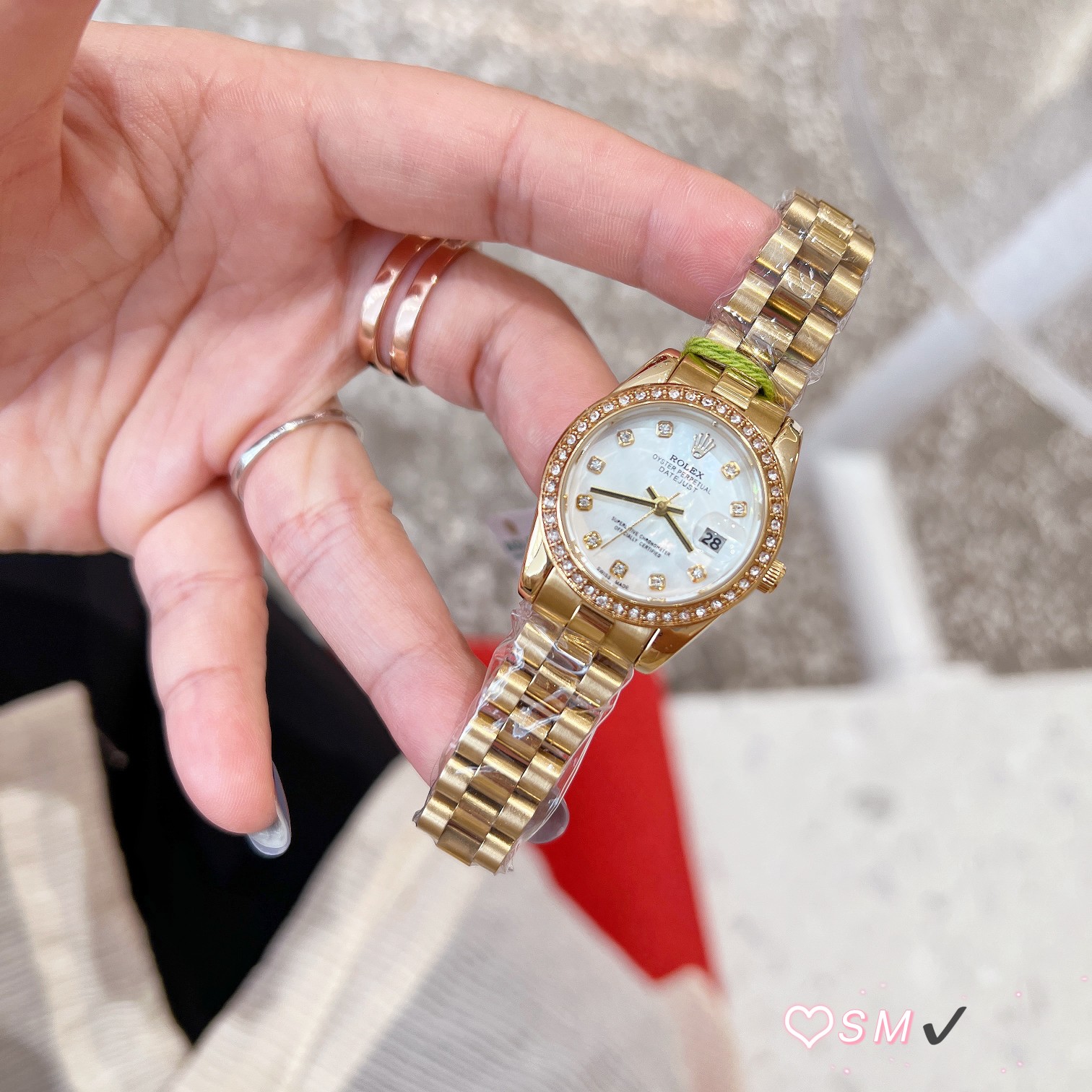 Rolex Datejust Reloj Verde Incrustados con diamantes Mujeres