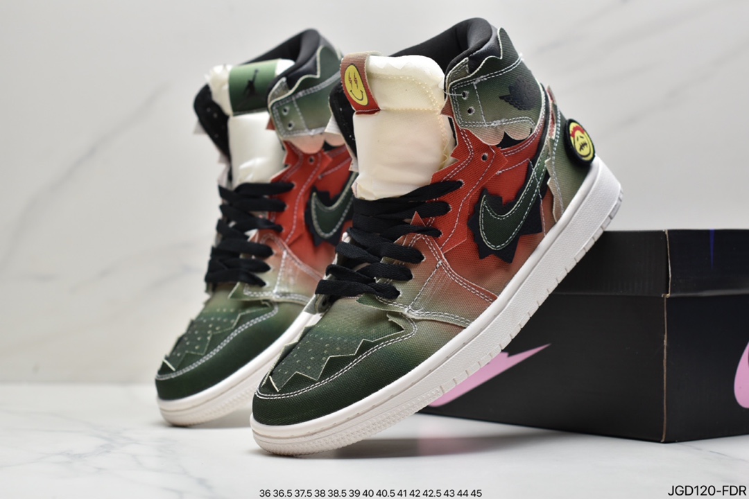 180  AJ1 x JBalvin雷鬼天王联名笑脸彩虹扎染美国雷鬼歌手JBalvin 与拉丁天后 Jennifer Lopez 和 Shakira DC3481