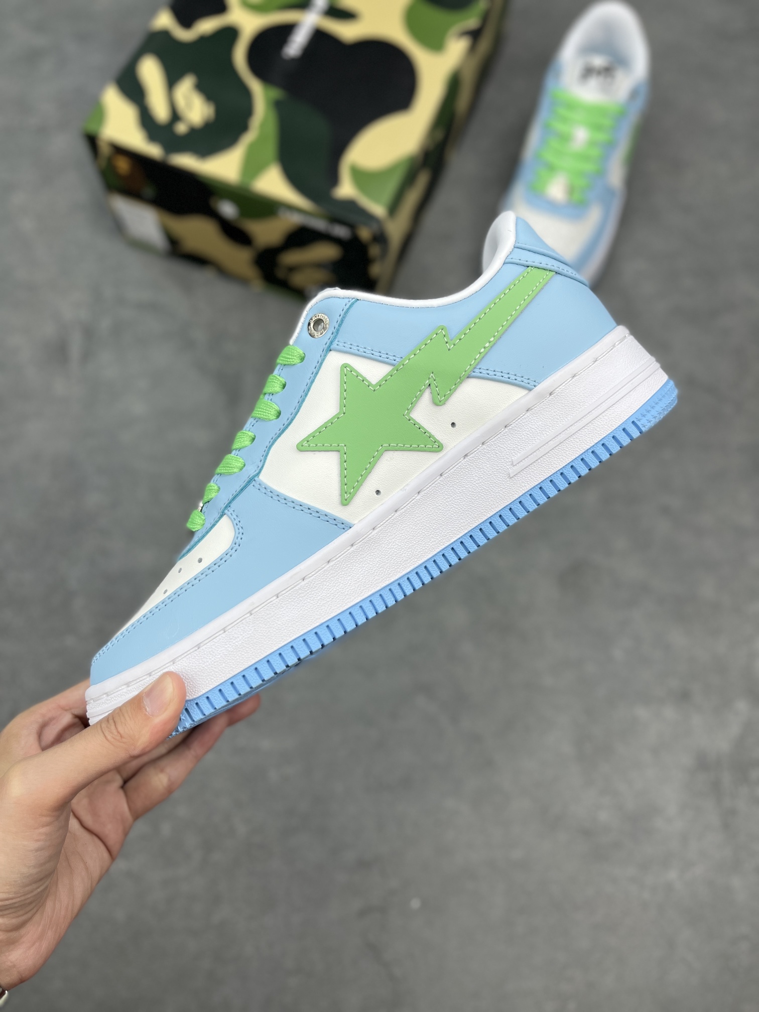 BAPE STA White Green Leather Sneakers Classic Nigo Design Athletic Shoes 4 i1652039422 2317 2