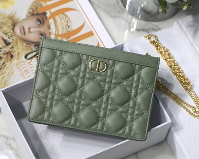 Dior Caro Handbags Crossbody & Shoulder Bags Green Cowhide Chains