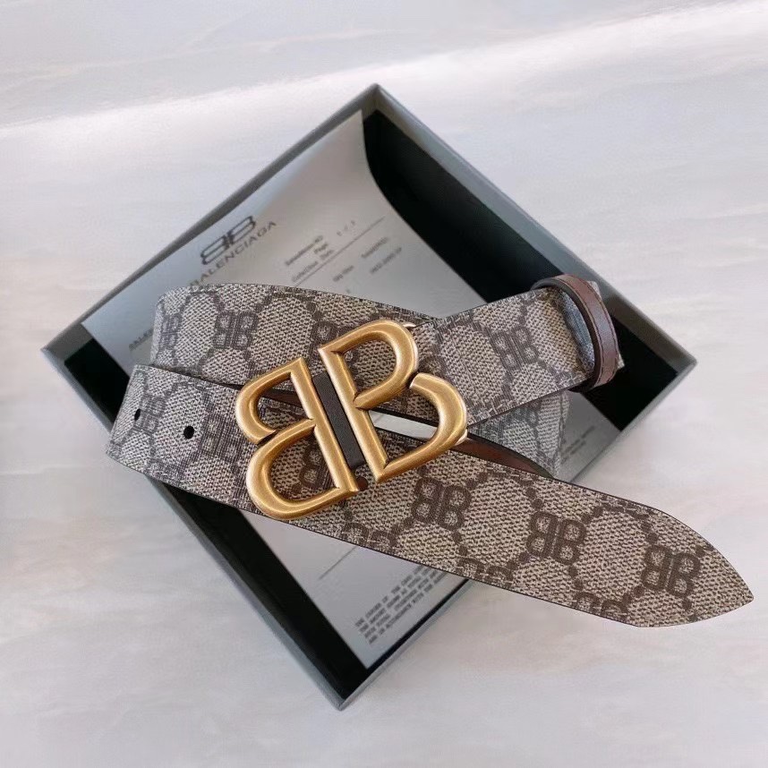 Balenciaga BB Paris-Style Belt Highlights Trim Design, Double-Faced Detail, 3.0 cm Width - 图片 1