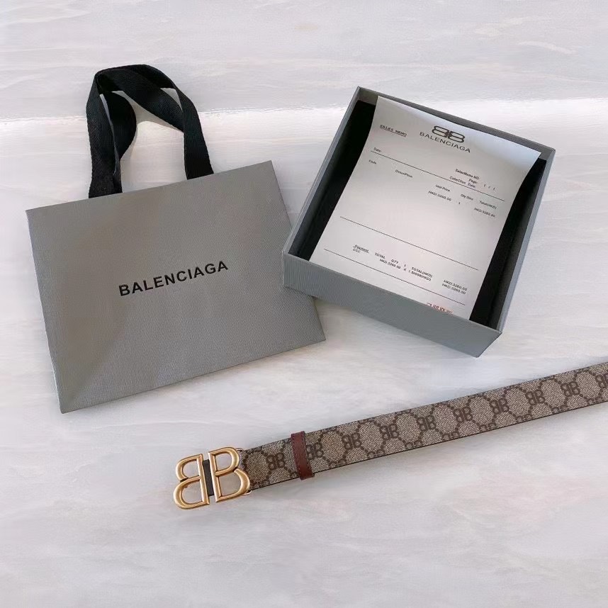 Balenciaga BB Paris-Style Belt Highlights Trim Design, Double-Faced Detail, 3.0 cm Width - 图片 2