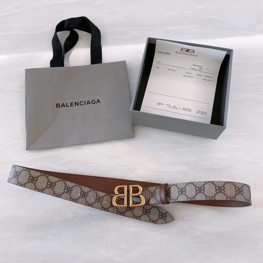 Balenciaga BB Paris-Style Belt Highlights Trim Design, Double-Faced Detail, 3.0 cm Width - 图片 4