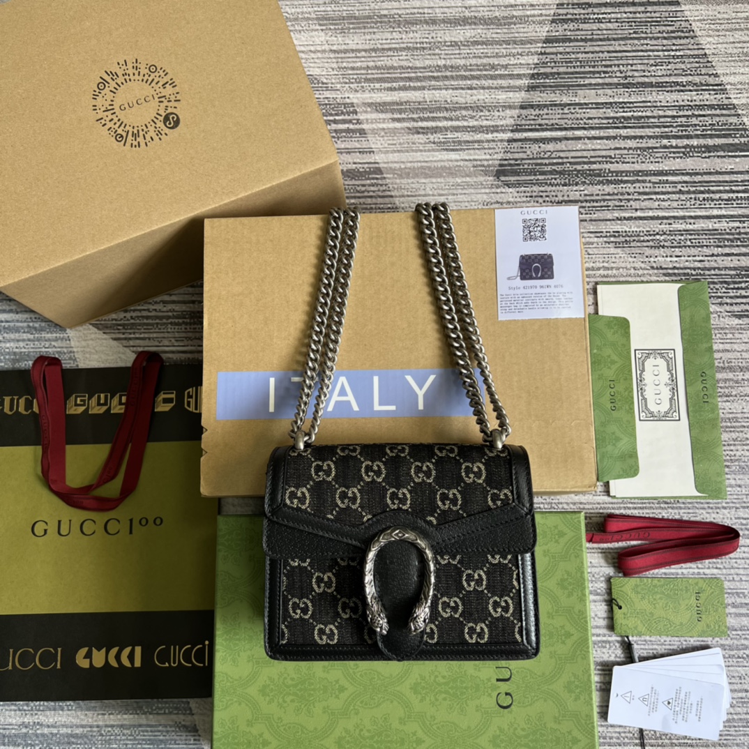 GUCCI Dionysus Bag Denim Tiger Head Clasp Chain Bag