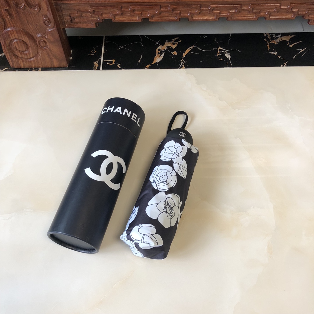 I0 CHANEL香奈儿茶花 五折手动折叠晴雨伞 选用台湾进口UV防紫外线伞布 原单代工级品质 2色可选
