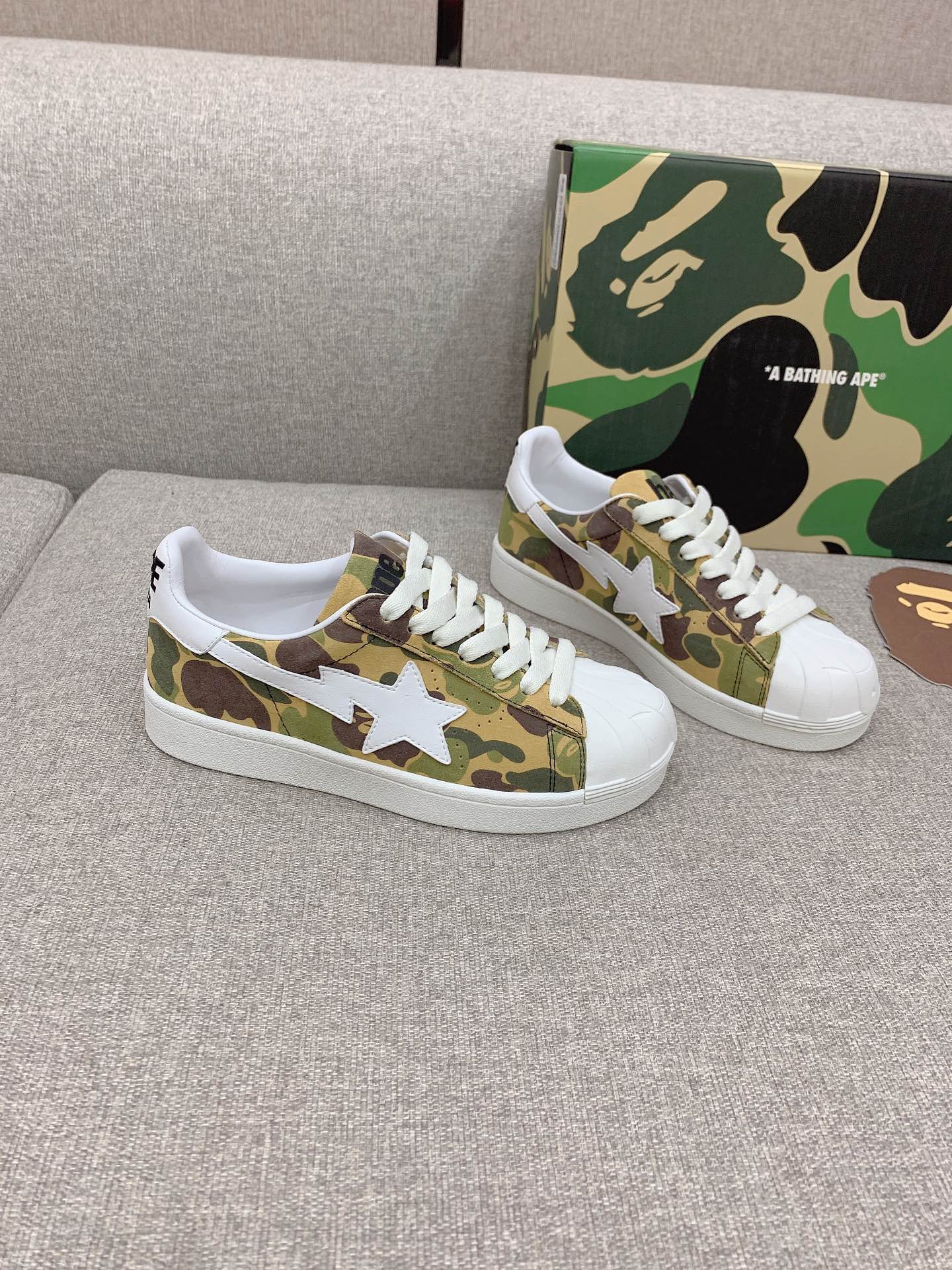 New Bathing Ape Shellhead Recreational Shoes, Fabric & Sheep Skin, Sizes 35-39, $650.