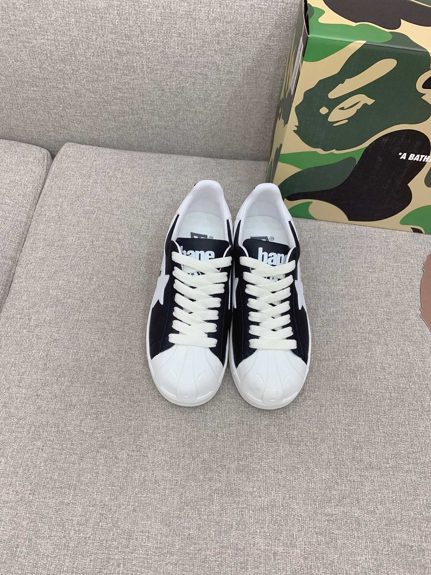 A Bathing Ape Shellhead Recreational Shoes, Fabric Cattle Skin, Sheep Skin Inside, Size 35-39. - 图片 9
