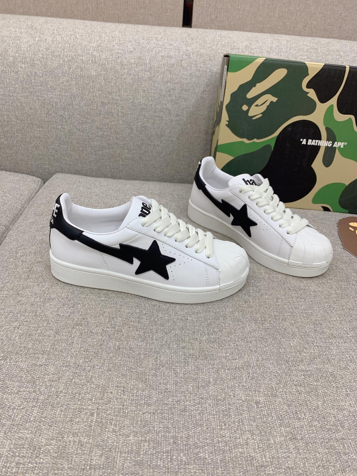 Bathing Ape Shellhead Recreational Shoes: Fabric & Sheep Skin, Size 35-39, Valued at $650.