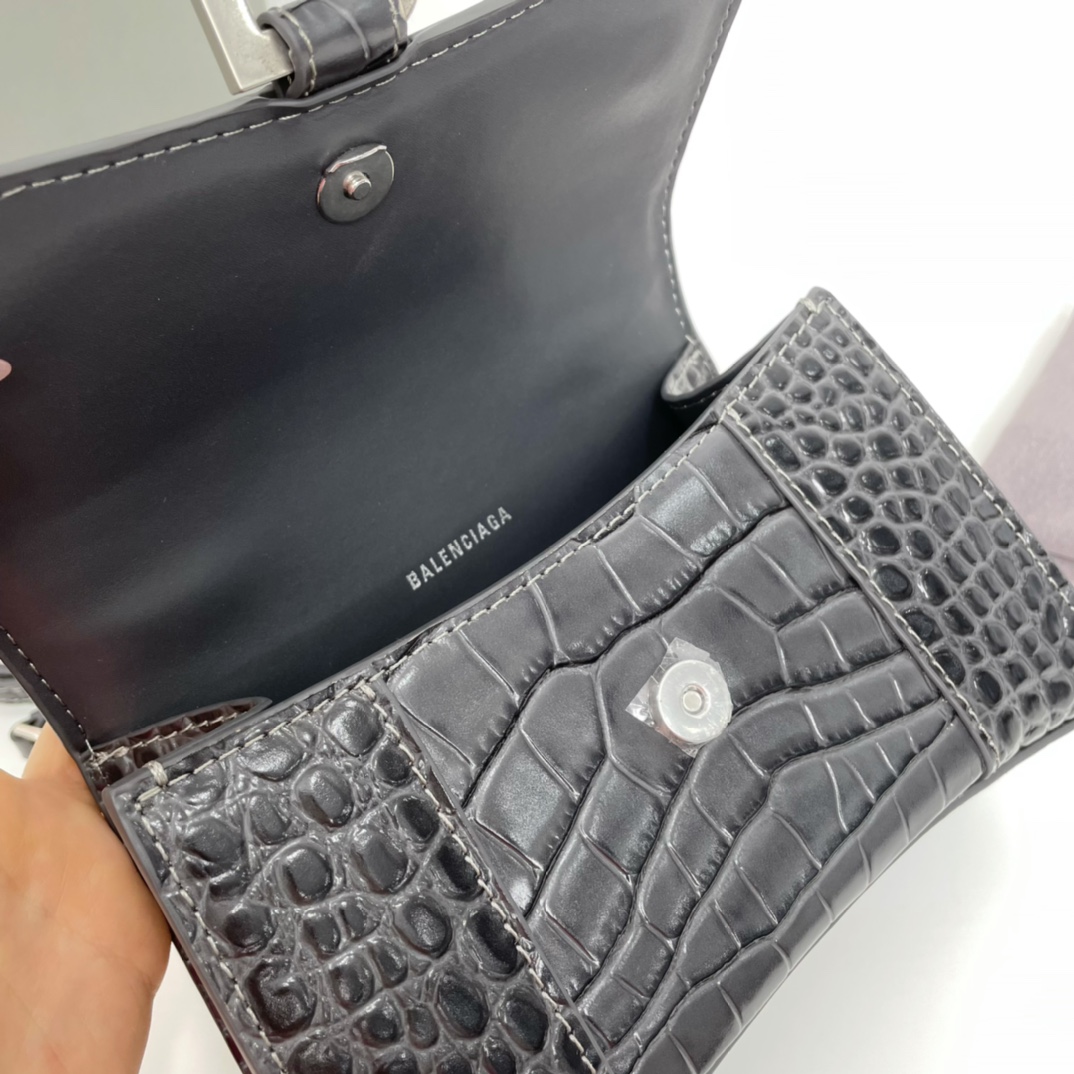 巴黎世家BalenciagaHourglass沙漏包Xs号1️9️cm高级感满满的黑灰色进口原单小牛皮压