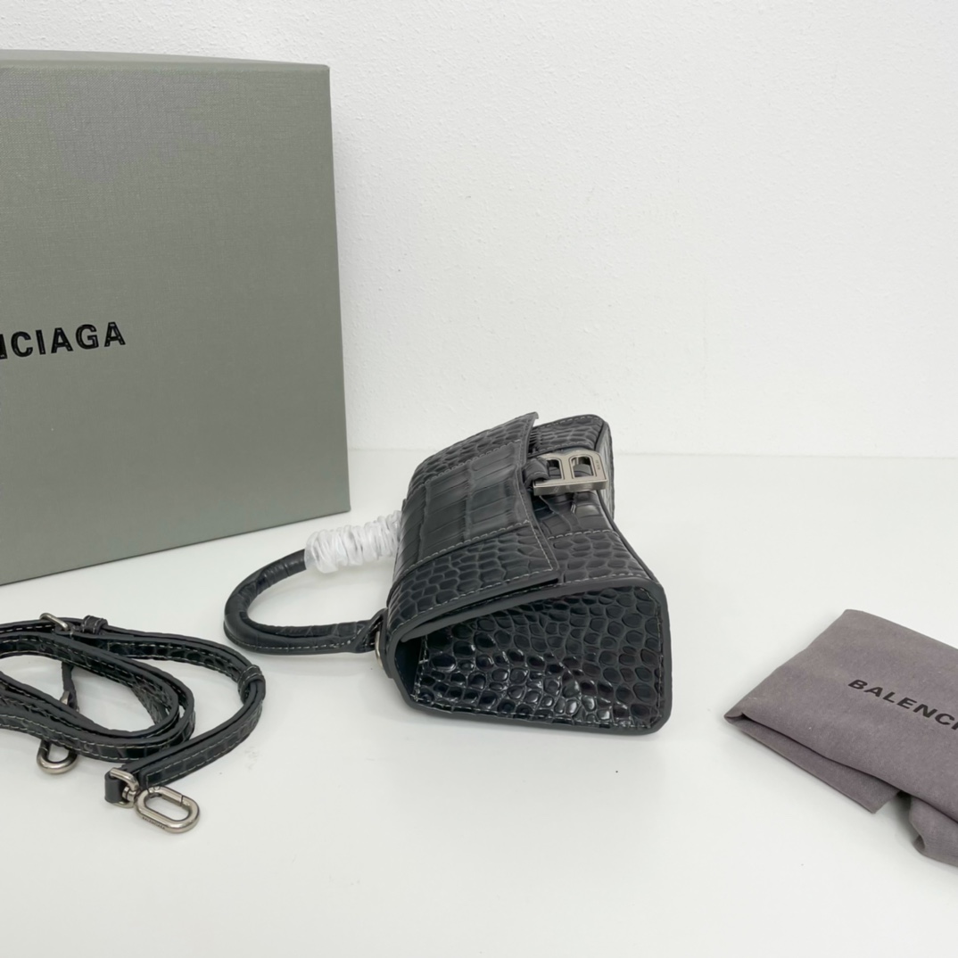 巴黎世家BalenciagaHourglass沙漏包Xs号1️9️cm高级感满满的黑灰色进口原单小牛皮压